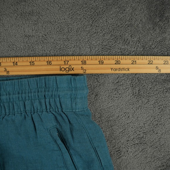 Athleta Retreat Linen High Rise Wide Leg Pant Size 16T Teal Blue Baggy Boho - Picture 5 of 11